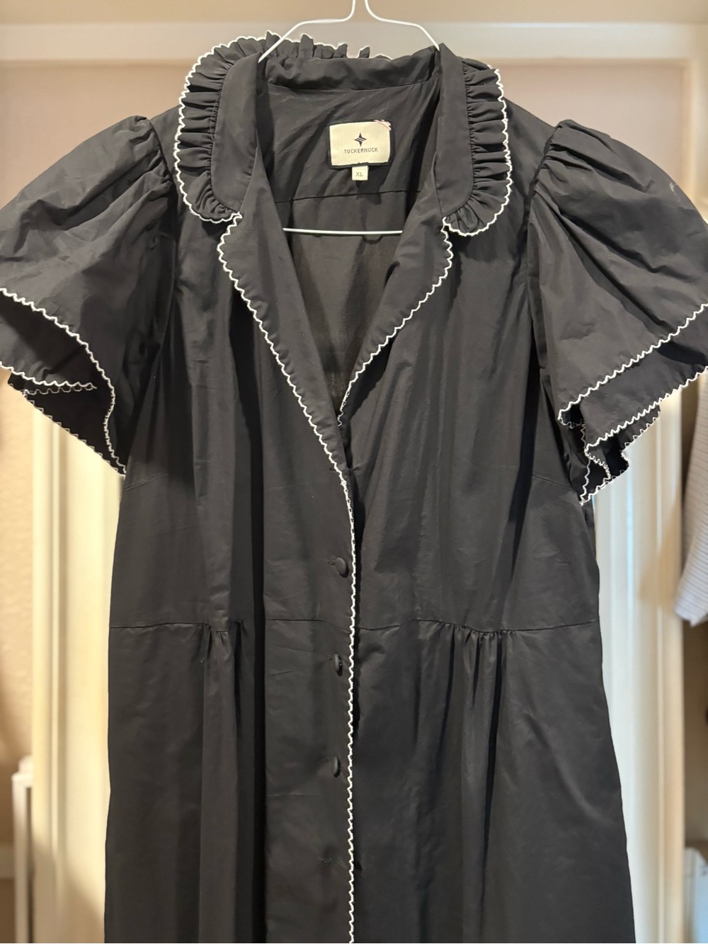 Tuckernuck Black Ruffled Maxi Dress with Puff Sleeves